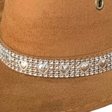 CHILDREN'S Suede Cowboy Hat With HEART BRILLIANT Band - 海狸 - 查看 3