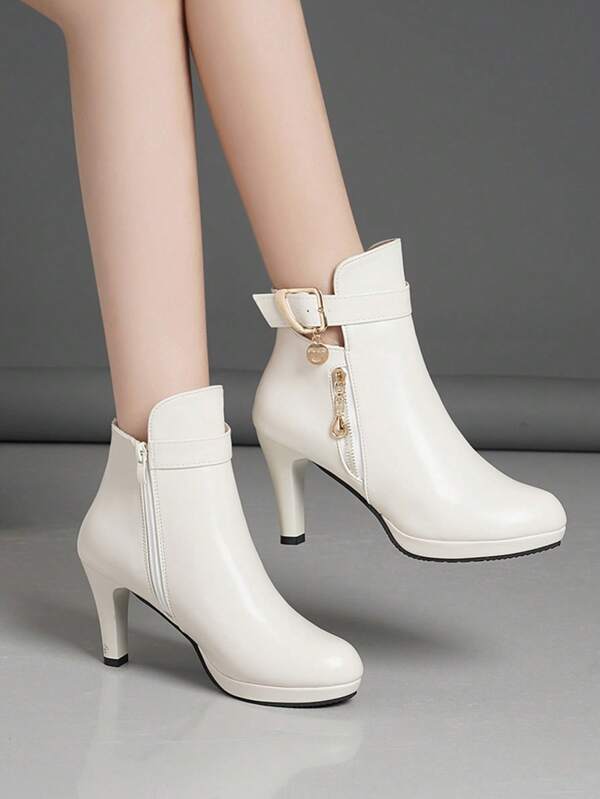 女士细跟短靴，侧拉链踝靴，时尚高跟靴，尖头，性感，简约高跟鞋，欧美风，冬季流行