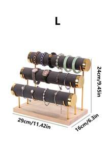 1pc Black, Green, White, Beige, Gray, Pink Creative Jewelry Rack, Wooden Bracelet Rack, Gold Three-Layer Bracelet Display Rack, Bracelet Display Rack, Watch Storage Rack For Women Storage Organizer Travel Essentials Father Gift Back To School - 彩色 - 查看 23