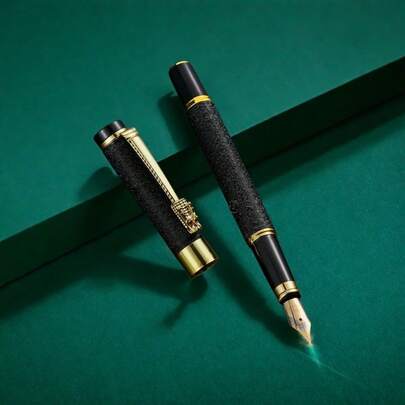 Pluma estilográfica de gama alta mate negra - Punta extra fina, escritura suave, pluma de regalo para caligrafía/negocios, cartuchos de tinta reemplazables, útiles escolares, vuelta al cole