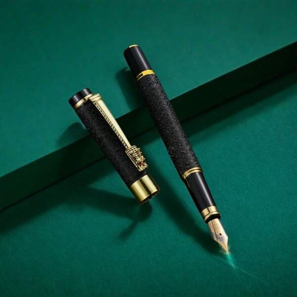 High-End Black Matte Fountain Pen - Extremely Fine Nib, Smooth Writing, Calligraphy/Business Gift Pen, Replaceable Ink Cartridges, School Supplies,Back To School