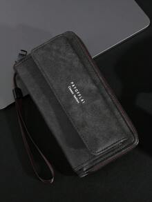 男士商务钱包长款双层PU皮扣男士银行卡夹拉链钱包男士钱包长款钱包腕带钱包 - 彩色 - 查看 9