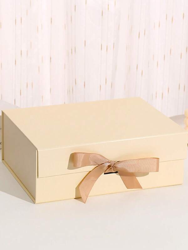 One-Piece Ribbon Gift Box Packaging, Foldable Box With Bowknot, Birthday Gift, Cosmetic Gift Box, Holiday Gift Packaging
