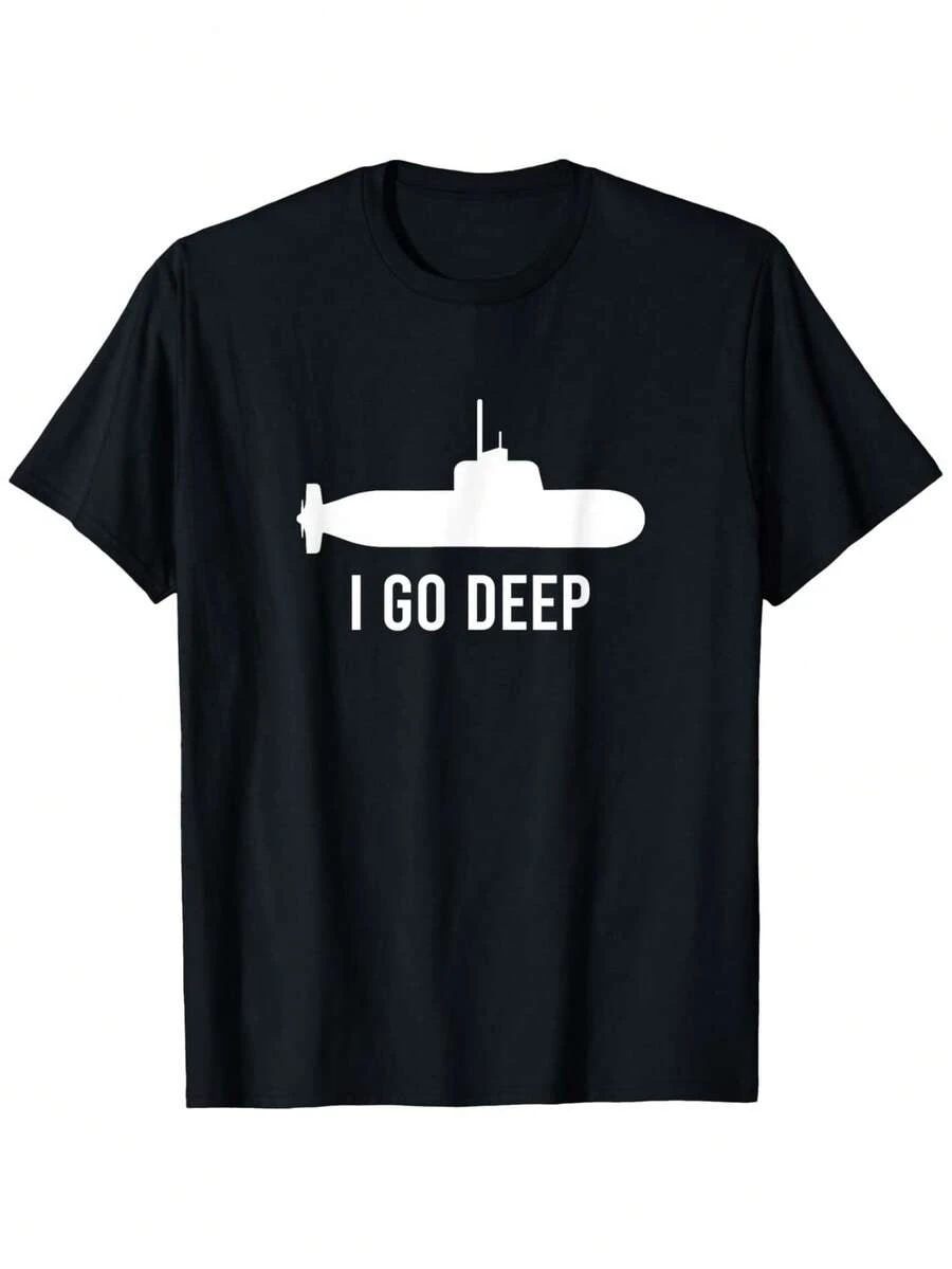I GO DEEP Graphic Tee - Funny Adult Humor-Shirt Men & Women,% Cotton, S-, Black With White Design, Casual Outdoor & Casual Attire, Allseason Apparel | Humor Print Shirt | Washable Top - 黑色 - 查看 1