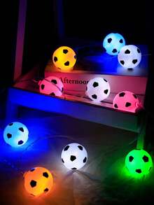 1 pieza Luces en forma de balón de fútbol con 10/20 LED y 2/3 metros, a pilas, adecuado para dormitorio, sala de estar, fiesta, boda, hogar, jardín, camino, suministros para fiestas, decoraciones, chimenea [Baterías no incluidas] - Multicolor - Ver 7