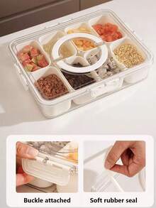 1 pièce/Boîte à collations à 4 compartiments/8 compartiments, plateau de charcuterie portable de voyage avec couvercle, boîte de rangement pour réfrigérateur, organisateur de collations d'été, boîtes de rangement divisées, boîte à salade émincée, garde les aliments plus frais plus longtemps - Multicolore - Voir 9