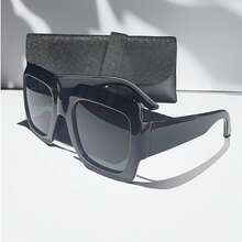 1 件大框时尚眼镜网红同款街拍时尚百搭装饰眼镜宽边方形个性驾驶瘦脸眼镜女士时尚眼镜女士墨镜海滩配饰复古 Y2k 适合夏季海滩度假、户外、旅行 - 黑色 - 查看 15