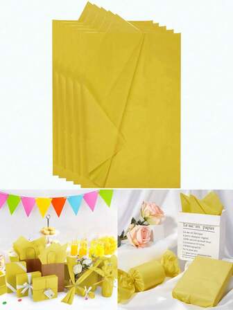 50 Sheets 20"X14" Yellow Tissue Paper Bulk,Valentine's Day Tissue Paper For Gift Bags,Solid Color Waterproof Matte Gift Wrapping Paper, Blue Color Gift Wrap Tissue Paper,Birthday, Bridal Showers, Wedding Party Decorations Holidays DIY Crafts