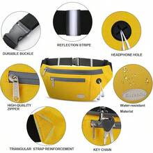 Entchin Fanny Pack Women Men,Crossbody Belt Bag With 4-Zipper Pockets,Adjustable Waist Bag Pack,One Of Most Popular Travel Essential Gifts Walking,Traveling,Cycling - 黃色 - 查看 4
