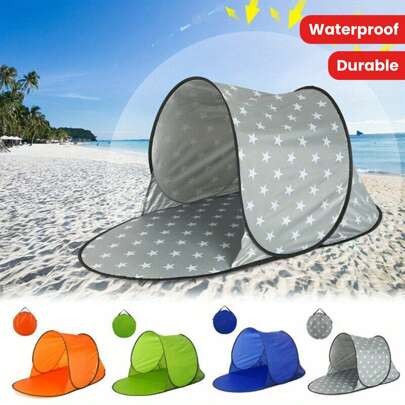 Pacote com 1 barraca de praia pronta para uso - Guarda-sol resistente a raios UV, guarda-sol leve para praia, guarda-sol externo resistente a raios UV para aventuras ao ar livre - Montagem rápida em 30 segundos - Essencial para praia em família - Equipamento para acampamento em festivais - Sombra para quintal - Sombra para eventos esportivos - Proteção solar de emergência