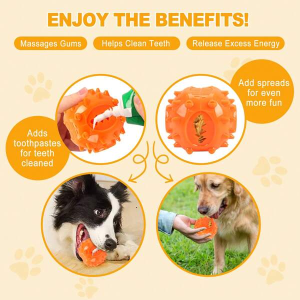 1pc,Dog Chew Toy For Teeth Cleaning - Asymmetrical Molar Granules Dental Care Chew Toy | Teeth Cleaning While Chewing, Filled Toy, Visible Results (Before & After) - Puppy & Adult Dog