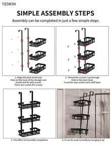 1 件装优雅黑色 2/3 层悬挂式淋浴置物架，节省空间设计，必备浴室配件，现代浴室收纳方案，经久耐用。浴室配件 浴室工具 浴室配件 - 彩色 - 查看 12