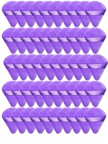 5pcs/10pcs/12pcs/20pcs/30pcs/50pcs/100pcs Mini Triangle Flocked Double-Sided Makeup Sponges, Suitable For Setting Makeup, Soft & Fluffy Texture, Applicable For Face & Body Powder Puff, Mixed Makeup Beauty Tools Set - Purple - View 13