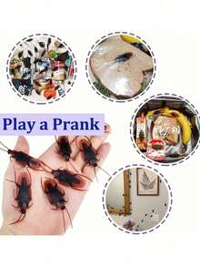 30/10 件万圣节蟑螂雕像，逼真的蟑螂装饰，万圣节恶作剧道具，恶作剧礼物，节日装饰，邪恶风格装饰，逼真的蟑螂饰品，桌面中心件，愚人节装饰品 - 彩色 - 查看 7