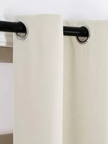 1pc Cream Blackout Simple Minimalist Style Curtain For Living Room & Bedroom - Beige - View 2