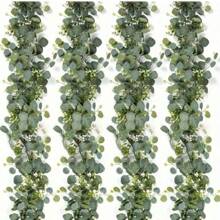 1/2/4/8 pièces, 1,8 m Guirlandes en eucalyptus artificielles avec fleurs blanches - parfaites pour les mariages, les fêtes et la décoration de la maison, idéales pour les manteaux de cheminée, les chemins de table et les espaces extérieurs