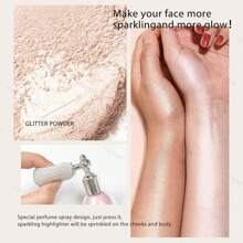 KYDA Highlighter Powder Spray, High Gloss Glitter Spray, Sparkling Powder Makeup, For Face And Body Glitter Cosmetic-Champagne Gold