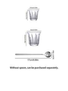 1pc Vintage Ribbed Glass Coffee Cup, Espresso Tumbler, Cortado Glass, Clear Drinking Glasses, Beverage Mug, Elegant Fluted Design, Heat-Resistant Glassware For Latte, Water, Juice, Ideal For Home, Cafe, Office, Parties, Practical Gift For Adults, Men, Women - Multicolor - View 2