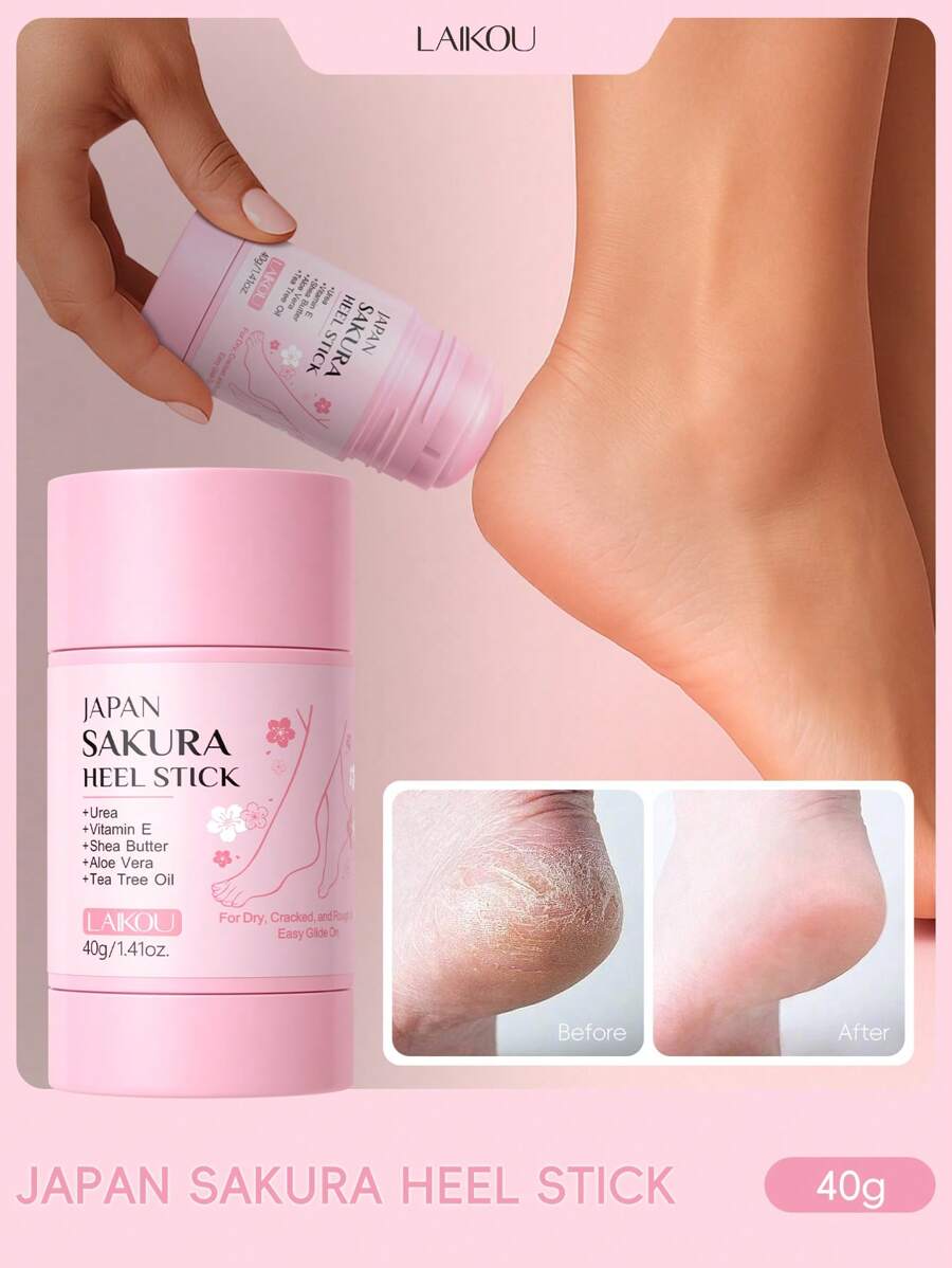 LAIKOU 1 Pc Moisturizing LAIKOU Japan Sakura Heel Stick, 40g Smoothed Foot Mask Crack Prevention Foot Moisturizer Skin Repair Remove Hard Skin Foot Care Products SPA Gifts For Girl Friend Makeup