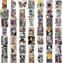 50 Stück Moderne Kunst-Magazin Titelstil Graffiti Dekorative Aufkleber, geeignet für Laptop, Wasserflasche, Helm, Motorrad, Gitarre, Festivalgeschenke, Schulbedarf, Schulanfang