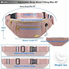 Entchin Fanny Pack Women Men,Crossbody Belt Bag With 4-Zipper Pockets,Adjustable Waist Bag Pack,One Of Most Popular Travel Essential Gifts Walking,Traveling,Cycling - 粉色 - 查看 5