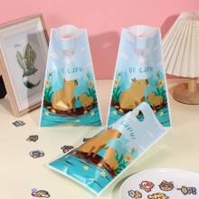 30/50/100pcs-Capybara Pattern Tote Bags, Cartoon Gift Bags, Cute Animal Theme Plastic Shopping Bags, Durable Plastic Gift Bags With Handles, Suitable For Baptismal Party Supplies, Birthday Party Packaging Bags, Anniversary Party Decoration
