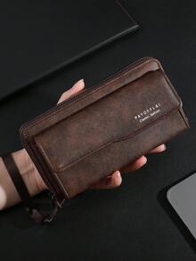 Men's Business Wallet Long Double Layer PU Leather Buckle Men's Bank Card Clip Zipper Wallet For Men Wallet Purse Wallet Long Wallet Wristlet Wallet - Multicolor - View 2