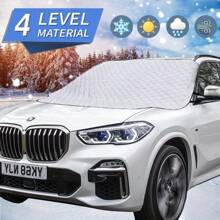 1 pièce Épais couvre-neige pour voiture, protecteur de givre pour pare-brise de voiture, écran de protection pour fenêtre de voiture en hiver, parasol et protecteur contre le vent, protection toutes saisons, polyvalent pour utilisation extérieure (grand, argent)