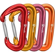Local Delivery--12KN Heavy Duty Carabiner Clips - Favofit 3.2'' Small Carbineers For Hiking Camping Hammocks Keys Keychains Dog Leashes - Ideal For Outdoor Enthusiasts - Red/Yellow/Pink/Orange - 查看 1