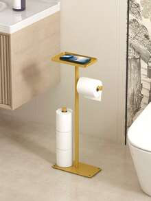 1 件垂直卫生纸架，带架子卫生纸架，浴室落地式卫生纸架，多卷纸收纳架，卫生纸收纳架，适用于浴室和卫生间收纳配件 - 彩色 - 查看 1