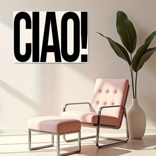 1pc Modern Giao Letters Poster Wall Art Canvas Painting Italian Quote Minimalist Typography Print High Quality Picture Aesthetic Wall Arts, Modern Popular Decorative Styles, Retro Canvas Art, Creative Posters For Living Room And Bedroom Decoration, Perfect Choice For Holiday Gifts
