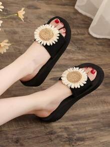 Women's Fashion Bowknot Comfortable Non-Slip High Heel Beach Slippers, Versatile Summer Outdoor Slides, 2024 New Edition