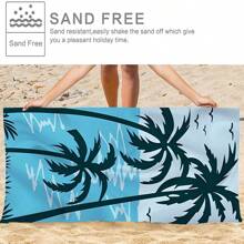 1 pieza Toalla de playa tropical, de secado rápido de fibra ultrafina, suave y absorbente, toalla de viaje con estampado de árbol de palma, lavado a mano, poliéster, rectangular, adecuada para piscina, yoga, deportes, regalo universal de vacaciones, artículos esenciales de playa