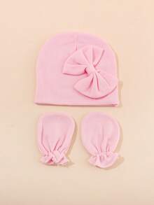3 件套新生儿多层帽子 + 防抓手套，透气柔软 - 彩色 - 查看 8