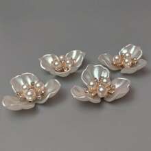 5 piezas de adornos de botones con diseño de flor, decoración de perlas falsas y rhinestones para sombreros, vestidos y manualidades
