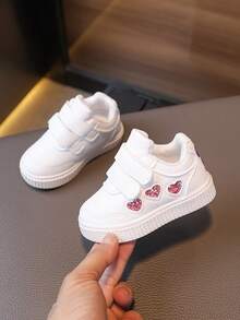 1 Pair Kids' Casual Simple Sports Shoes, Soft Bottom Comfortable Toddler Walking Shoes, Infant White Sneakers - White - View 4