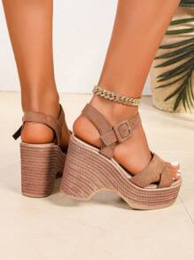 Versatile Comfy Women Strap Sexy Wedge Heel Thick Bottom Sandals, Suitable For Beach & Outdoor Wear