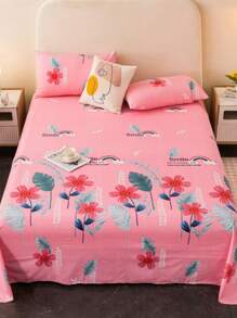 1 Pc Bed Sheet, Soft & Comfortable Mattress Protector, Valentine's Day Gift Sheet, Children's Cartoon Love Geometric Pattern Bedding Set, Heart-Shaped Pattern Bedding Set, Home Decor, Double Bed, King Size Bed, Queen Size Bed, Mother's Day Bedding, Washable Bedding Gift