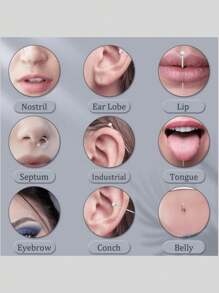 4 pièces/6 pièces 14G/16G/18G/12G Bijou en acier inoxydable 316 avec filetage interne et externe, outil de perçage du nez, de l'oreille, du nombril, des lèvres, de la langue, des sourcils