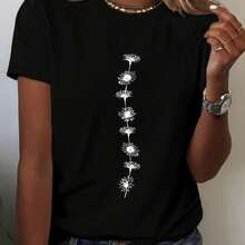 Women's T-Shirt,Summer Outfit,Streetwear, 100% Cotton Top Oversized,Must-Have - 黑色 - 查看 8