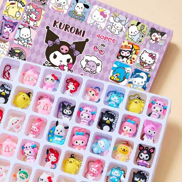 Sanrio 40 Piece Set Of Sanrio Black Rice And Hello Kitty Handmade Christmas Set - Fun Punching Activity Set, Suitable For Party Gifts And Home Decoration Sanrio Toys, Punching Fun Gift Pendants, Blind Box Stalls (Random Internal Style And Color, Random Outer Packaging