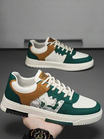 (Taglia Piccola 1 Taglia) Scarpe sportive casual a pianta bassa con stampa casuale da uomo, scarpe casual alla moda e confortevoli, versatili, da indossare all'aperto, scarpe da ginnastica da escursionismo