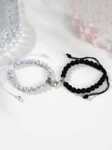 Paire de bracelets de couple en turquoise blanche mate en forme de cœur - Élégance bohème subtile, faits main pour des connexions significatives. Parfait pour un look de couple assorti, des rendez-vous romantiques, des banquets et des fêtes. Un ensemble de cadeaux symboliques pour célébrer les anniversaires, la Saint-Valentin, les anniversaires et tous les autres jalons.