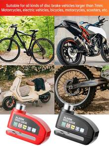 Neue Fahrrad-Motorrad-Scheibenbremsen-Schloss Motorrad Diebstahlschutz-Schloss Wasserdicht 110dB lauter elektronischer Alarm Scheibenschloss für Motorrad, Fahrrad, Elektrofahrrad, unverzichtbare Diebstahlschutz-Ausrüstung für das Fahren - Verschiedenfarbig - Übersicht 8