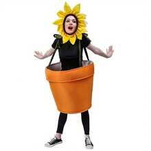 Costume Magic | Sunflower Pot Costume With Tiara - Women's Cute Polyester Halloween Costume, Garden Themed Parties And Cosplay Events, Party Costumes | Sunflower Theme | Polyester Costume