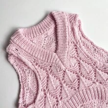 1pc Hollow Knit V-Neck Sweater For Small Dogs, Cat Pink Pet Clothes Anti-Shedding, Suitable For Outdoor Activities