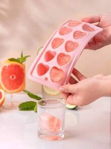 1pc Pink Heart Shaped Silicone Ice Cube Tray, 3D Heart Ice Mold, Silicone, Non-Slip Edges, Easy Release, Heat & Cold Resistant, Suitable For Summer Drinks, Afternoon Tea, Gatherings, Summer Cooling, All Year Round