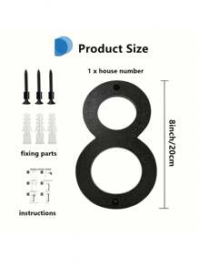 Números de dirección modernos en 3D, negros e impermeables - Placas de puerta exteriores de fácil instalación para el hogar, el garaje y el buzón, de 8" | Plástico resistente, resistente a la intemperie, fácil instalación, decoración moderna del hogar, señalización resistente a la intemperie | Placas de dirección modernas | Números resistentes a la intemperie, decoración de pared exterior