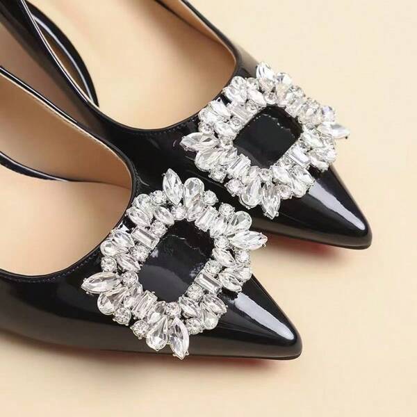 1pc Rhinestone Crystal Shoe Buckle, Decorative Accessory For High Heels, Flats, Bridal Shoes