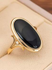 1 pieza Anillo de promesa vintage negro - Banda elegante de tono dorado, perfecto para uso diario u ocasiones especiales, joyería de uso diario (sin caja)